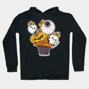 kawaii two ghosts cute spooky ghost halloween cupcake Hoodie